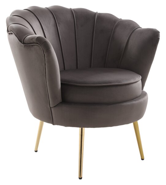 KONDELA Fotoliu în stilul Art-deco, gri-maro ţesătură Velvet/gold crom auriu, NOBLEO