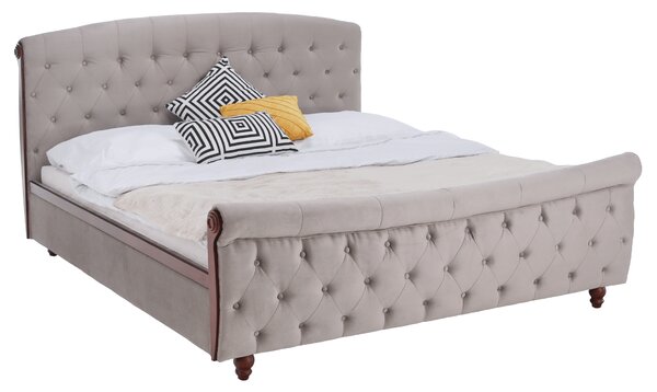 KONDELA Pat cu grătar, 180x200, gri-maroniu, ţesătură Taupe Velvet, BARETO