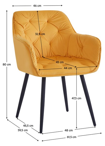 KONDELA Scaun de design, ţesătură Velvet galben, FEDRIS NEW