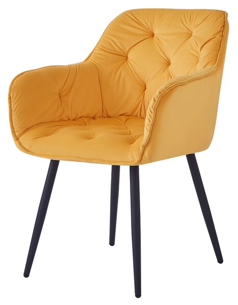 KONDELA Scaun de design, ţesătură Velvet galben, FEDRIS NEW