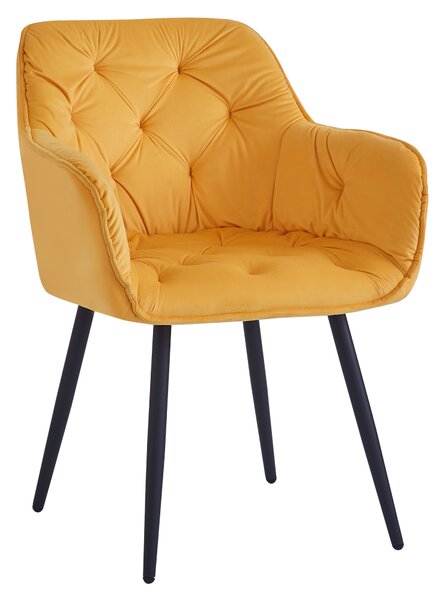 KONDELA Scaun de design, ţesătură Velvet galben, FEDRIS NEW