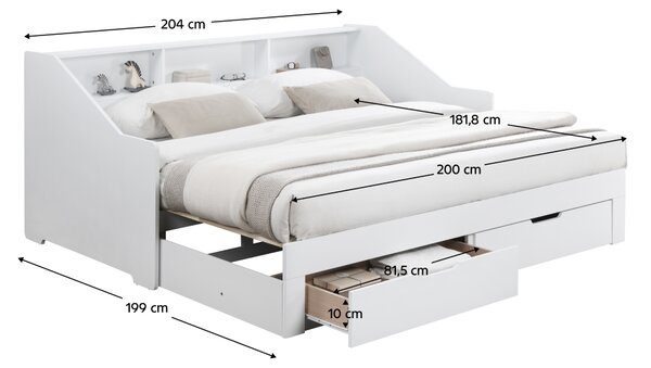 KONDELA Patul extensibil, alb, MONETA