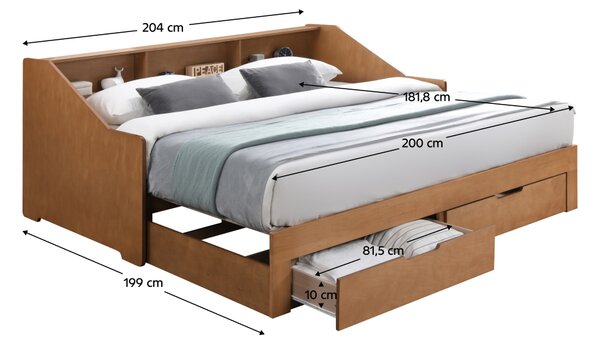 KONDELA Pat extensibil, stejar, MONETA
