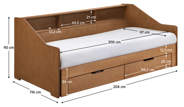 KONDELA Pat extensibil, stejar, MONETA