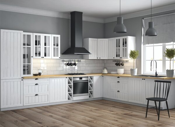 KONDELA Dulap pentru alimente D60P, alb/pin Andersen, dreapta, PROVENCE