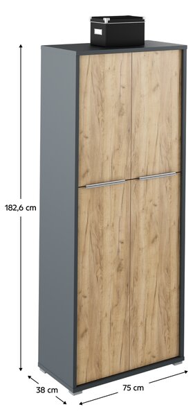 KONDELA Dulap cu poliţe, grafit / stejar artizanal, RIOMA NEW TYP 07