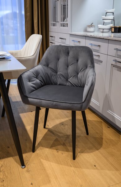 KONDELA Fotoliu de design, material Velvet gri, VERIO