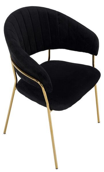 KONDELA Scaun de sufragerie de design, material Velvet negru/gold crom auriu, DASMIN TIP 1