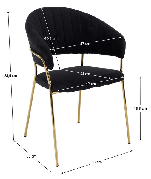 KONDELA Scaun de sufragerie de design, material Velvet negru/gold crom auriu, DASMIN TIP 1