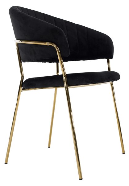 KONDELA Scaun de sufragerie de design, material Velvet negru/gold crom auriu, DASMIN TIP 1