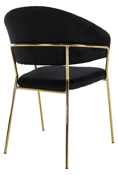 KONDELA Scaun de sufragerie de design, material Velvet negru/gold crom auriu, DASMIN TIP 1
