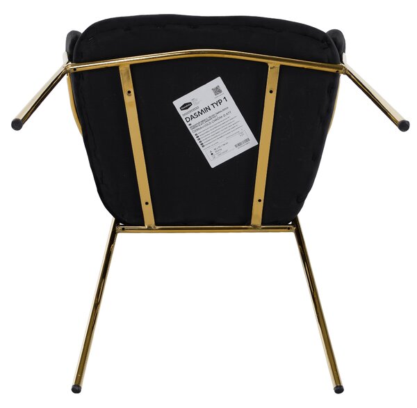 KONDELA Scaun de sufragerie de design, material Velvet negru/gold crom auriu, DASMIN TIP 1