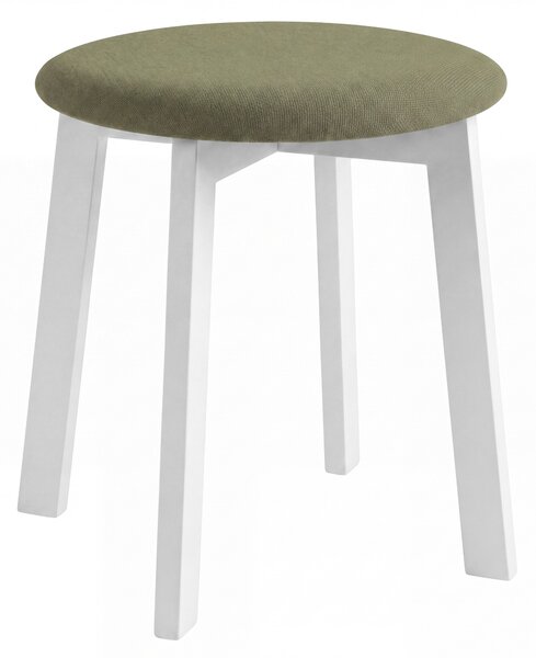 MAZZONI EXPORT Taburet rotund ZOI Verde (Storm 34) / cadru din lemn de fag alb