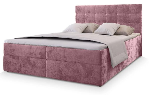 OFERTA Pat tapițat boxspring GLORIEN VELVET 160x200 cm roz II. calitate