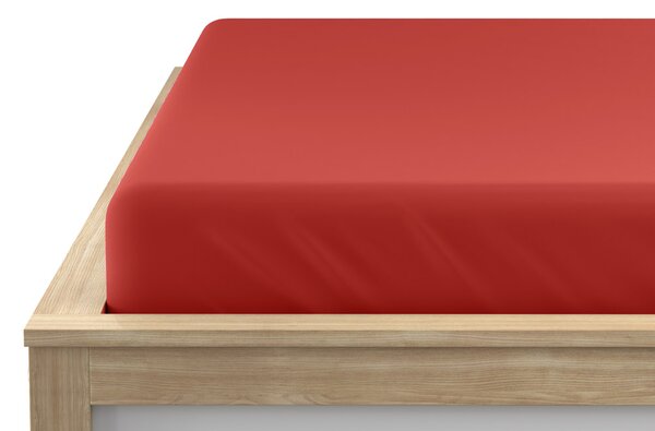 Cearsaf Jersey EXCLUSIVE cu elastic rosu 160 x 200 cm