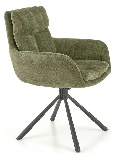 Scaun rotativ K495, verde/negru, stofa clasica/metal, 60x65x87 cm