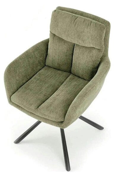 Scaun rotativ K495, verde/negru, stofa clasica/metal, 60x65x87 cm