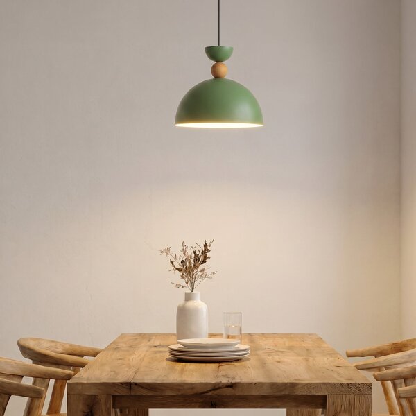 Opviq Lampă suspendată Kure, verde, Ø 30 cm, metal, E27, reglabil, Verde, Camera de zi / sufragerie, Metal