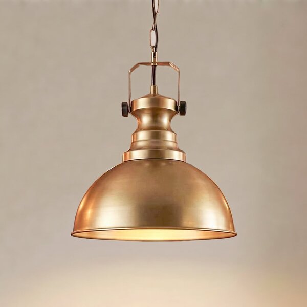 Opviq Lampă suspendată Kure, aurie, Ø 31 cm, metal, E27, reglabil, Auriu / Alamă, Camera de zi / sufragerie, Metal, Vintage