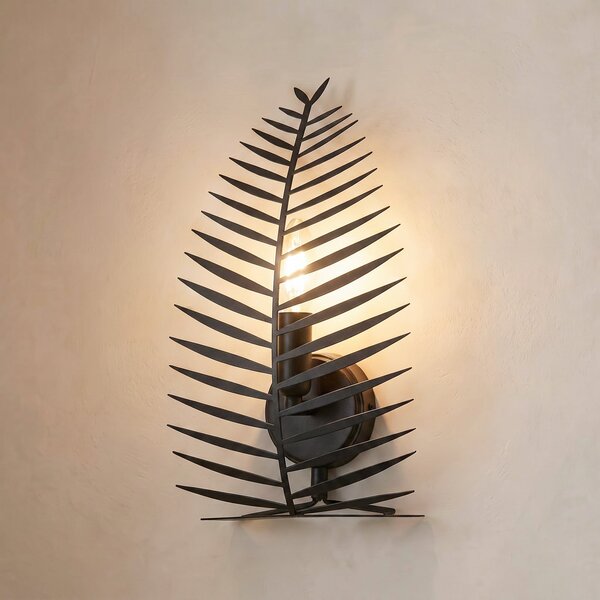 Opviq Aplică de perete LEAF, negru, înălțime 30 cm, metal, E14, reglabil, Negru, Camera de zi / sufragerie, Metal, Modern