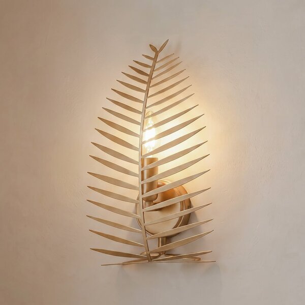 Opviq Aplică de perete LEAF, auriu, înălțime 30 cm, metal, E14, reglabil, Auriu / Alamă, Camera de zi / sufragerie, Metal, Modern