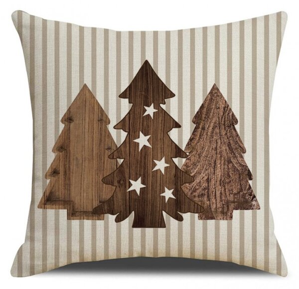 Fata de perna de Craciun WOODEN TREES 45x45 cm, bej