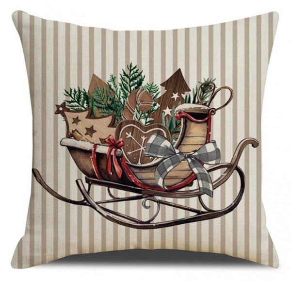 Husa de perna de Craciun SLEIGH 45x45 cm, bej
