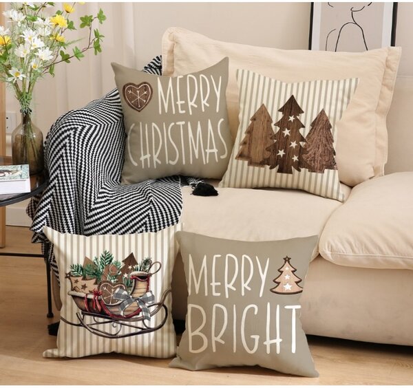 Husa de perna de Craciun SLEIGH 45x45 cm, bej