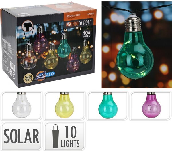 Lanț solar ProGarden becuri colorate, 2 m , 10 x 5LED