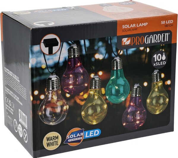 Lanț solar ProGarden becuri colorate, 2 m , 10 x 5LED