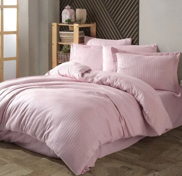 Lenjerie de pat 1 persoana, Colectia Firenze, Bumbac 100%, Damasc dungi subtiri, cearsaf de pat 160x240 cm; husa pilota 150x200 cm; 1 fata de perna 50