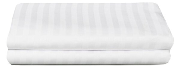 Lenjerie de pat Colectia Modena, Bumbac 100%, Damasc dungi subtiri, cearsaf de pat 140x240 cm; husa pilota 140x210 cm; 1 fata de perna 50×70 cm, alb