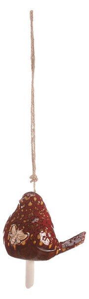 Clopot suspendat din ceramică Pasăre, maro , 13 x45 x 9 cm