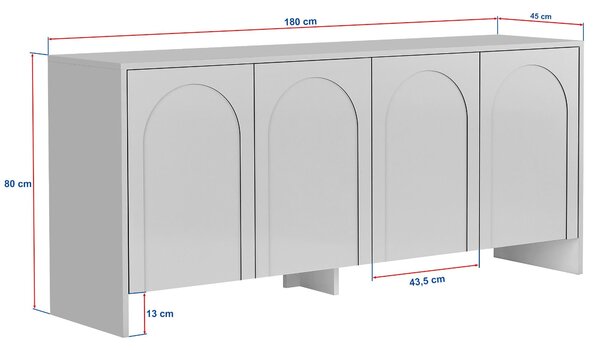 Comodă ARLEN, crem, PAL melaminat, 180x40x78 cm