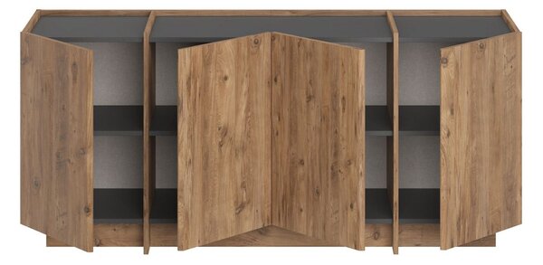 Comodă DORMA, pin/gri antracit, PAL melaminat, 180x45x80 cm