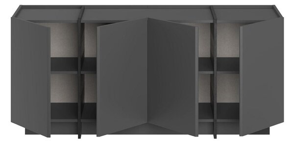Comodă DORMA, gri antracit/negru, PAL melaminat, 180x45x80 cm