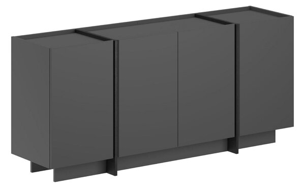 Comodă DORMA, gri antracit/negru, PAL melaminat, 180x45x80 cm