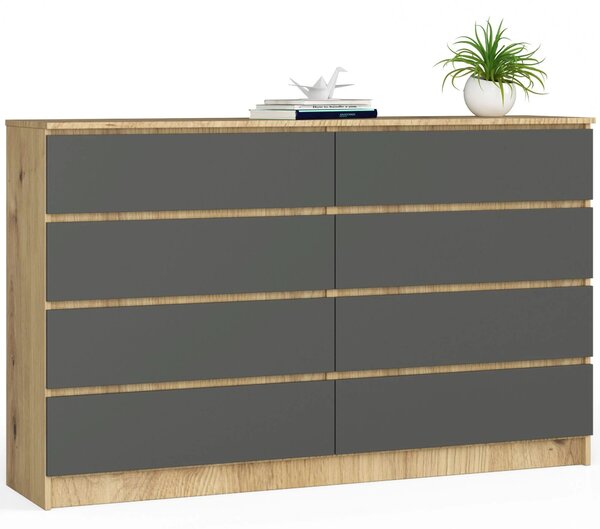 Comodă Keanu K160 8SZ (stejar artizanal + grafit). Promo -20%. 1152022
