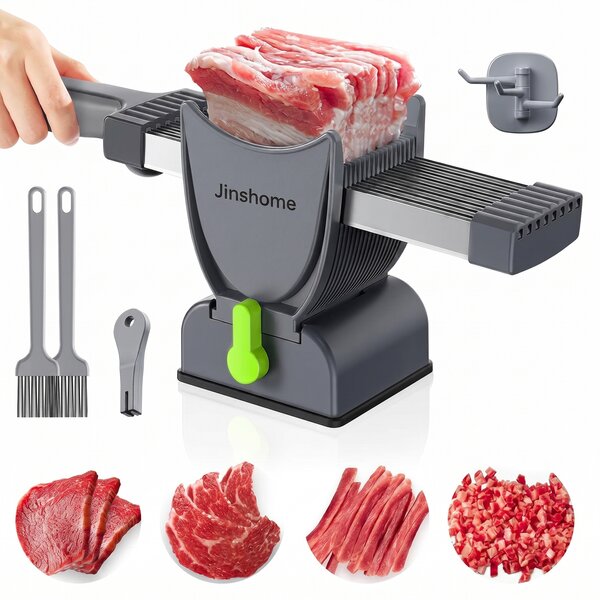 Feliator manual pentru carne crudă, cu bază cu ventuză și teacă