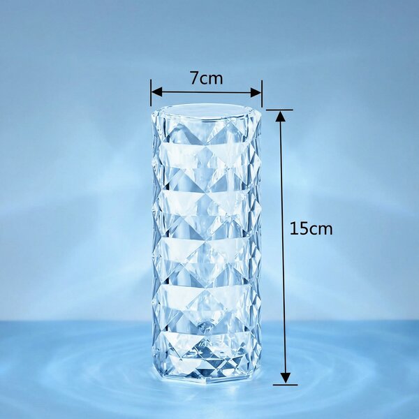 Lampă LED decorativă cu aspect de cristal și telecomandă, 7x15 cm