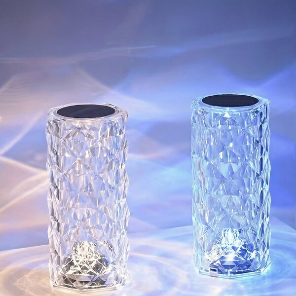 Lampă LED decorativă cu aspect de cristal și telecomandă, 7x15 cm