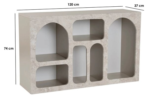 Comodă LIVA, travertin/bej cu efect de marmura, PAL melaminat, 120x40x