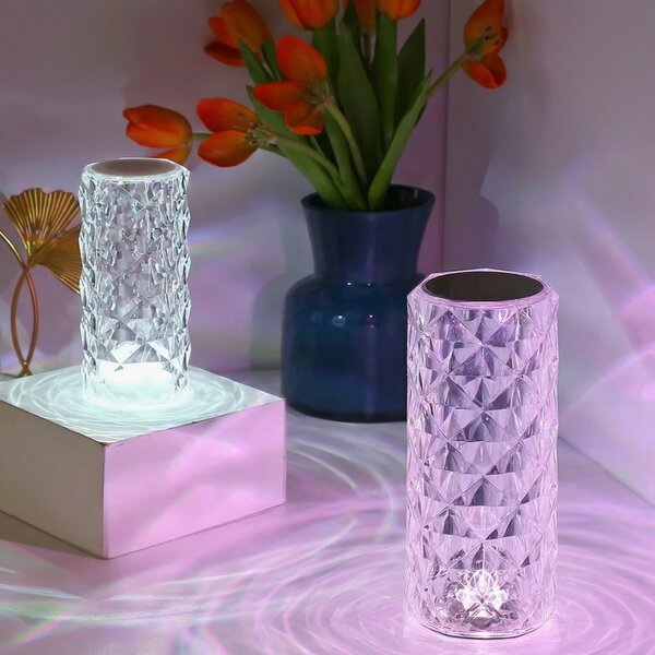 Lampă LED decorativă cu aspect de cristal și telecomandă, 7x15 cm
