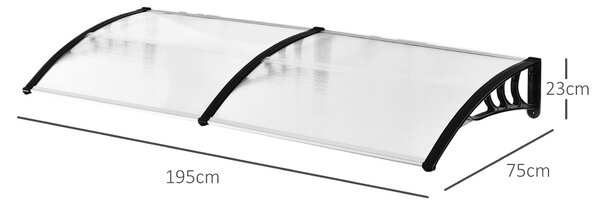 Outsunny Copertină Laterală de Exterior din Policarbonat și Aluminiu, 195x75x23 cm, Transparent | Aosom Romania
