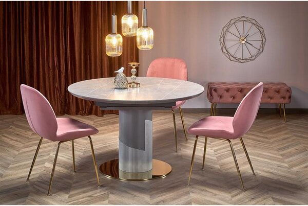 Masa extensibila MUSCAT, efect marmura gri/auriu, 120/160x120x76 cm