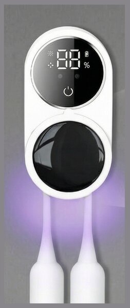 Sterilizator UV pentru 2 periuțe de dinți, cu montare pe perete și afișaj digital