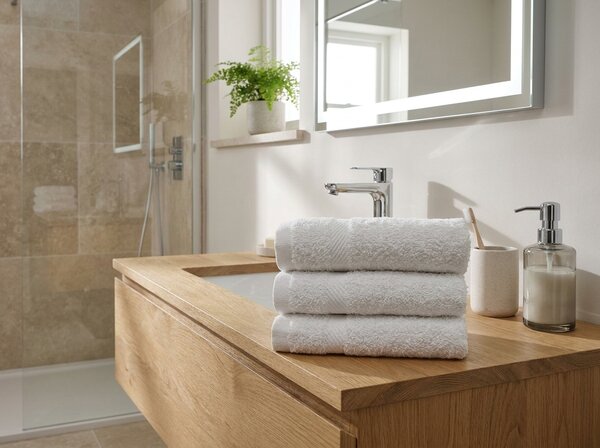 Prosop PURELLO MINI 30x30 cm alb, 100% bumbac