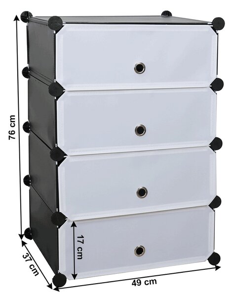 Organizator de pantofi modular, negru / alb, PORET