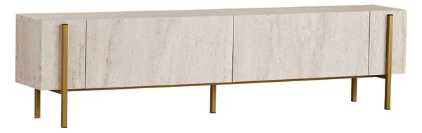 Comodă TV NEXUS, travertin/auriu, PAL melaminat/metal, 160x35x50 cm