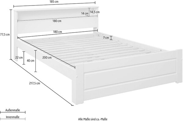 Pat cu somiera Flavion, lemn masiv 180/200 cm